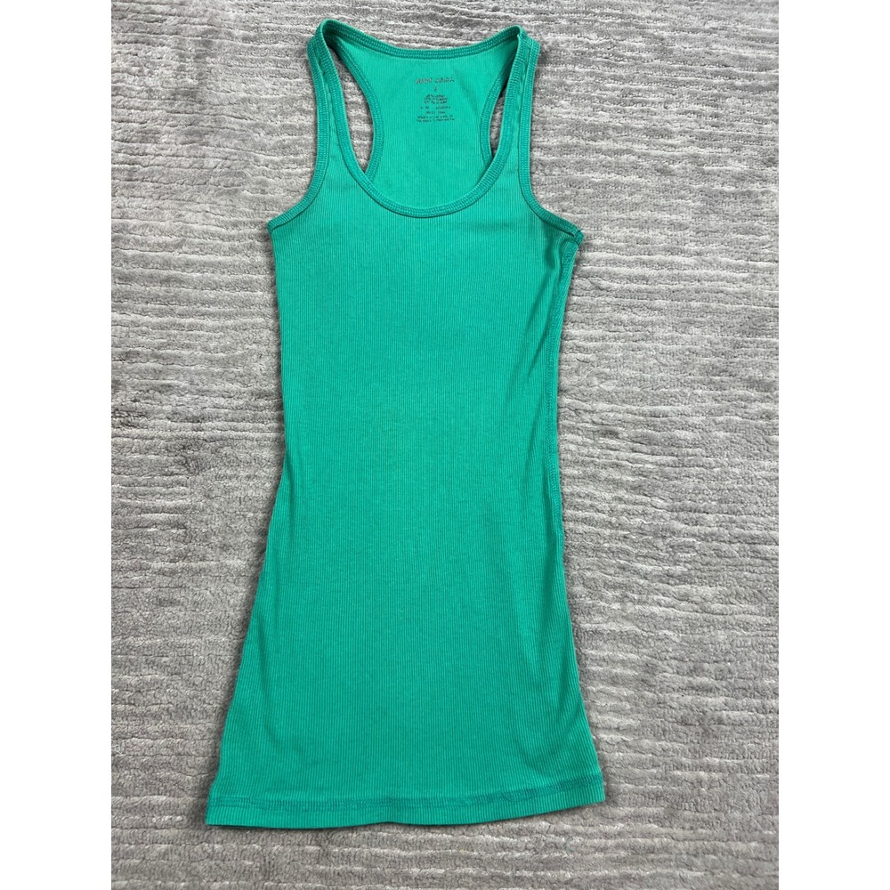 Wet Seal Tank Top Womens Small Green Ribbed Racerback Slim‎ Fit Basic Sleeveless